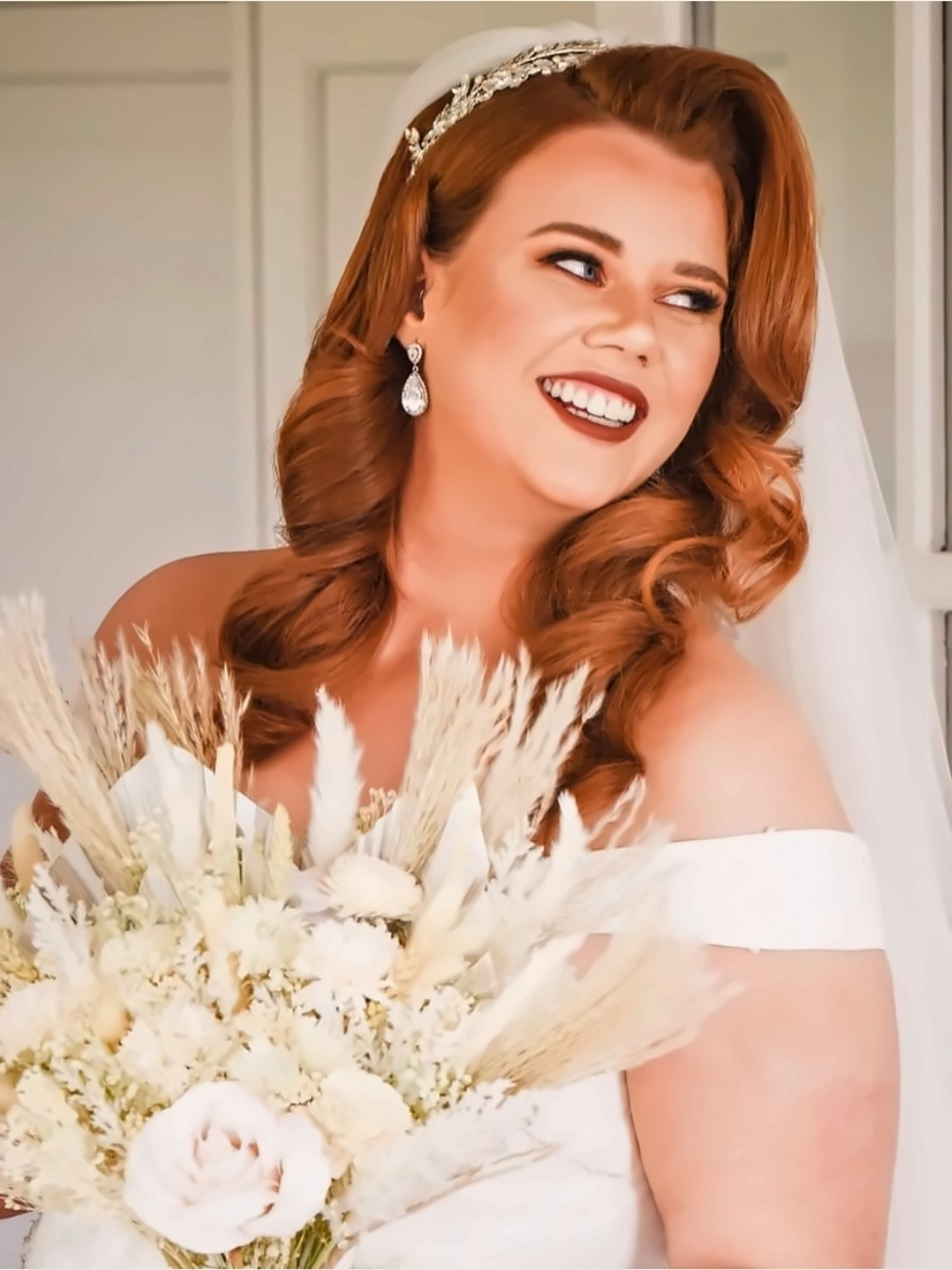 Full Hollywood Glam bridal hair by Laura Lou Bridal, Killarney
